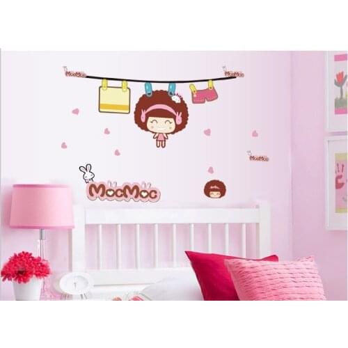 Free shipping cartoon car stickers romantic girl vinyl wall sticker for home decorations kids room decals ZYPB-7136