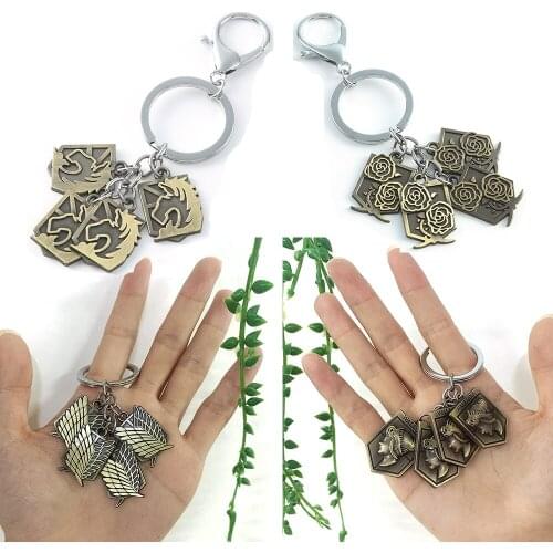 Anime Attack On Titan Keychain Wall Sina Maria Rose Wings Of Liberty Key Holder Ring Chain For Car Men Llavero Chaveiro Jewelry