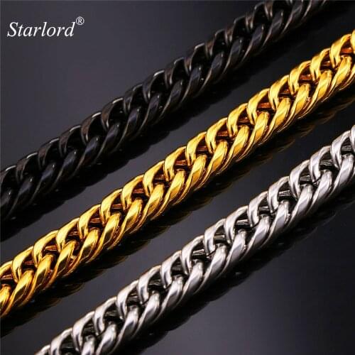Starlord Stainless Steel Mens Chain Cool American Style Hip Hop 9MM Gold Color Big Long Chunky Necklace Men Jewelry GN2239