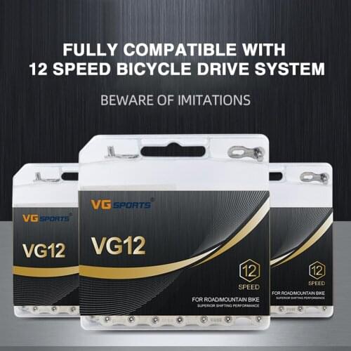 VG Sports Bicycle Chain 12 Speed 126 Links MTB Road Bike Half Hollow Chain Cycling Mountain Bike Chains Silver
