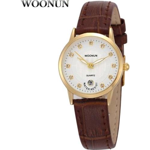 2020 WOONUN Womens Watches Rhinestone Crystal Quartz Wrist Watches For Women Ladies Watches Leather Strap relogio feminino