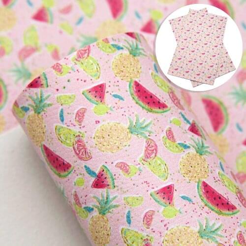 David accessories 20*33cm Fruit Printed Synthetic Leather Fabric DIY Bow Bag Phone Case Material Faux Leather Fabric,1Yc10506