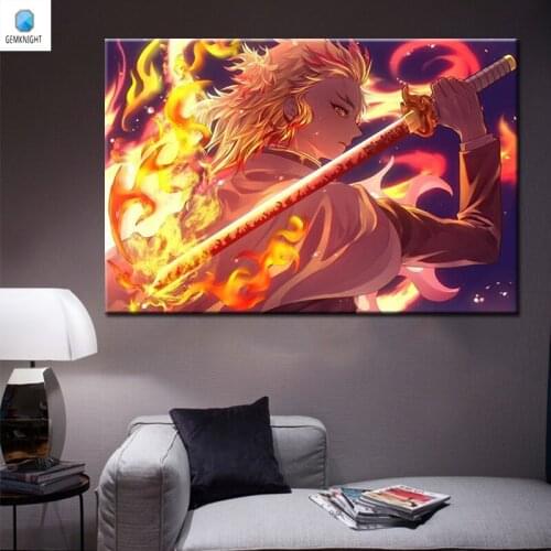 Diy digital painting Rengoku Kyoujurou digital paint by numbers diy oil painting draw practice anime posters decor home