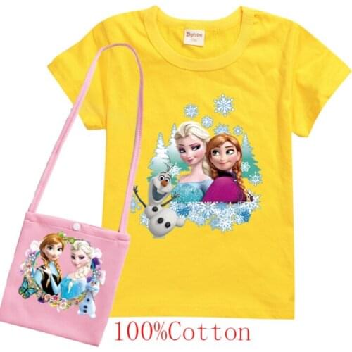 Disney Frozen Elsa T Shirt Summer Cartoon Print Baby Boy Tops Tees Kids Toddler Girls T-Shirt Casual Childrens clothes
