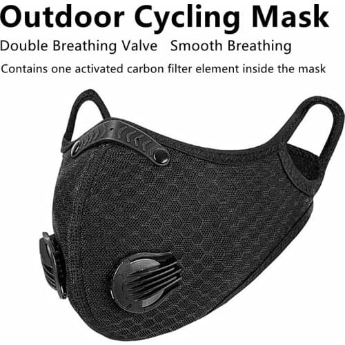 Hot Sale with Filter Chip Washable Reusable Dustproof Respirator Bicycle Motorcycle Mask Cycling Sport Training Black Filter