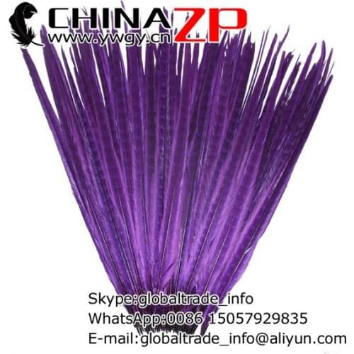 CHINAZP Factory Size from 20inch to 22inch 100pcs/lot Good Quality Dyed Purple Ringneck Pheasant Tail Feathers