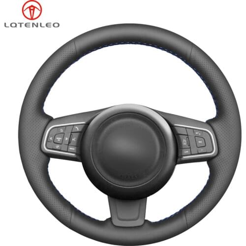 LQTENLEO Black Artificial Leather Car Steering Wheel Cover For Jaguar E-Pace 2017-2019 XE XEL 2015-2019 F-Pace XF XFL 2016-2019