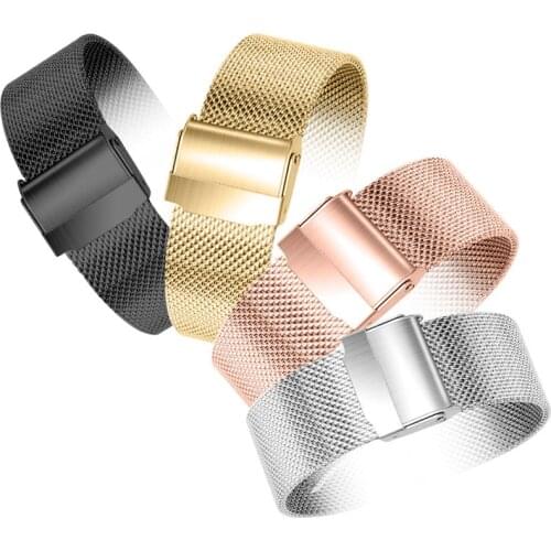 Metal Strap 18mm 20mm 22mm for Samsung Galaxy Watch 46mm 42mm for huawei for Amazfit Double Buckle Silver Golds Smart Watchband