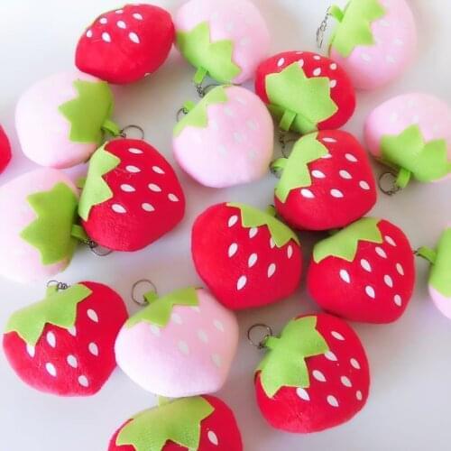 20pcs/Lot Mini Red Pink Strawberry Plush Keychains Super Soft Cute Strawberry Dolls Little Gift Small Pendant for Christmas Tree