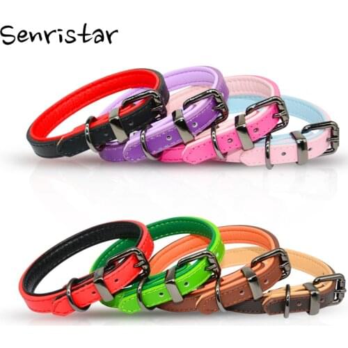 Padded PU Leather Pet Dog Collar For Small Medium Large Dog Labrador Pitbull Heavy Alloy Dog Collar Soft Safe Cat Puppy Collar