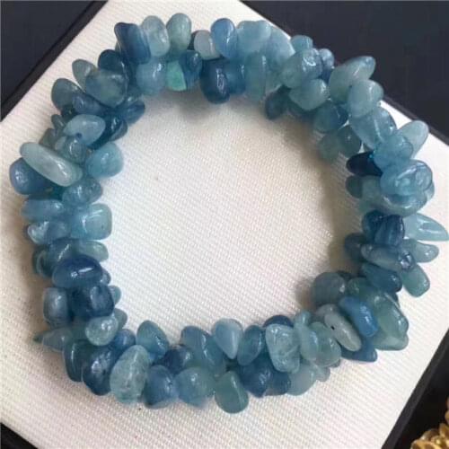 Natural Blue Aquamarine Gems Beads Bracelet AAA