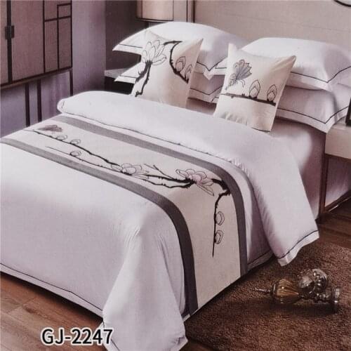 Classical Chinese Style Pink Lotus Pattern Bed Runners High-grade Throw Runners Simplicity Bed Spread Covers Pillowcases