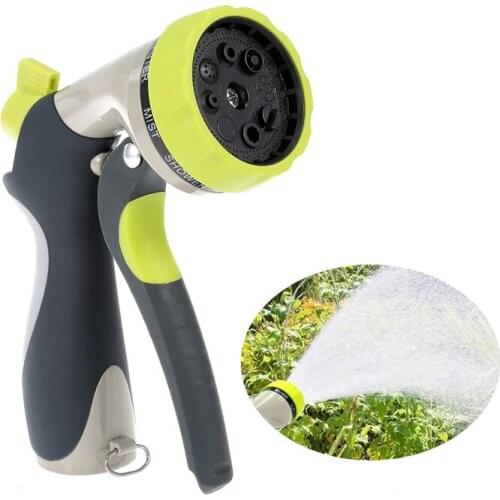 New Water Gun Garden Hose Nozzle Hand Spray 8 Kinds Of Adjustable Heavy-Duty High-Pressure Anti-Skid Metal Car Wash Water Gun