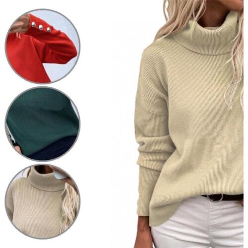 Autumn Sweater Tight Cuff Terrific Stand Collar Elastic Loose Winter Sweater