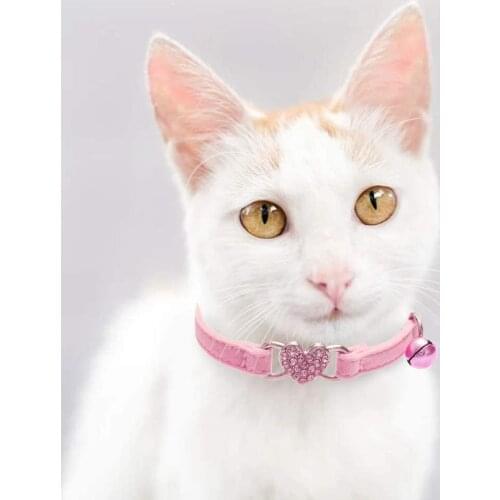 Cat Collar With Bling Heart Shape For Cats Puppy Small Dog Cute Cat Necklace Cat Accessories With Bell
