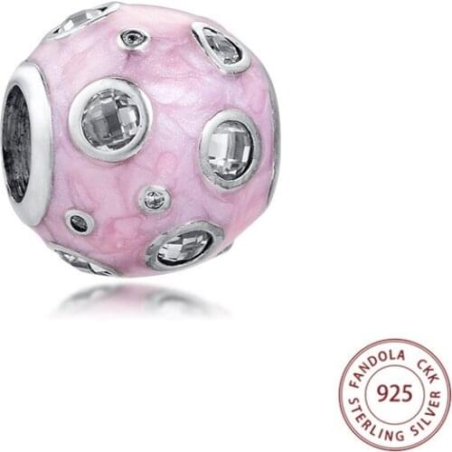 Berloque 925 Sterling Silver Pearlescent Pink Dreams Charm Beads for Jewelry Making Fit Original Beads Bracelets mujer DIY