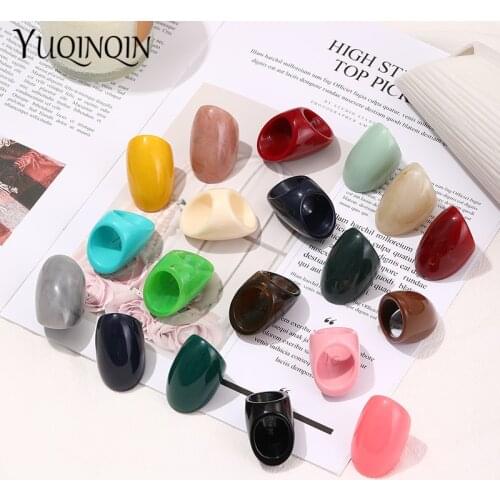 Resin Colorful Vintage Rings for Women Minimalist Big/Large Punk Finger Rings for Girls Pink Party Fashion Jewelry Female