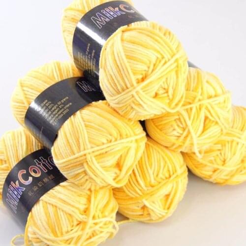 Sale 6ballsx50g Soft Cotton Baby Yarn New Hand-dyed Wool Socks Scarf Knitting Kraft yellow 2075-02-6