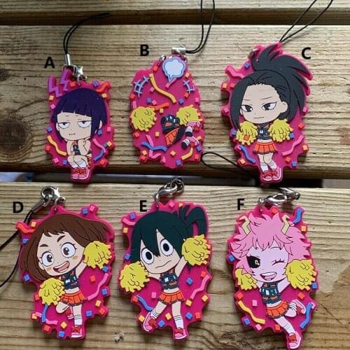 Anime Boku No Hero Academia Asui Tsuyu Mina Kyouka Cheer Leader Rubber Keychain