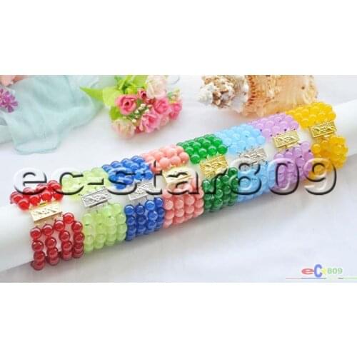 S1954 4row 8" 10mm JADE round jasper bead bracelet