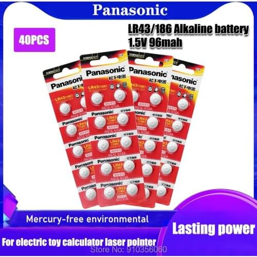 40PCS Panasonic Alkaline Battery AG13 1.5V LR43 Button Coin Cell Watch Toys Batteries Control Remote SR43 186 SR1142 LR1142
