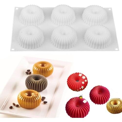 6 Cavity Spiral Chiffon Mousse Cake Silicone Mold Chocolate Dessert Form Food Grade Mould Bakeware Cake Decorating Baking Tool