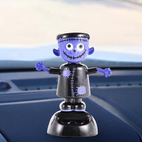 Solar Car Decoration Cute Automatic Swing Shaking Head Ghost Doll Witch Car Decoration Car Accessory Use For Home Car Accessorie