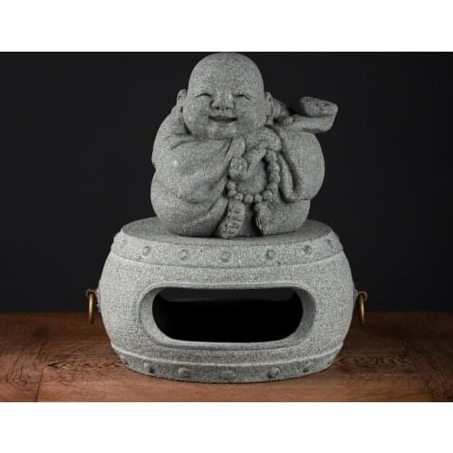 Maitreya Buddha Statue Granite Sculpture Handmade Figurine Wealth Ornament Home Decoration Crafts Creative Culture Luky Gifts