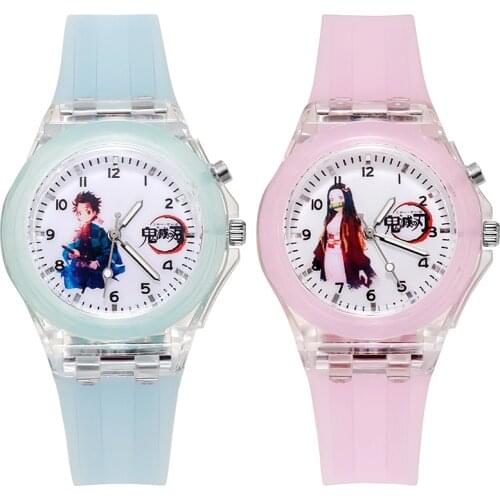 Anime Demon Slayer Cosplay Luminous Watch Kamado Nezuko Bracelet Flash Wrist Watches Kids Halloween Party Fashion Jewelry Watch