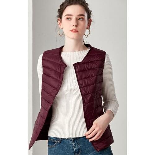 Spring autumn women 90% white duck down vest waistcoat soft warm thin Ultra Light waistcoat jacket female Portable vest coat