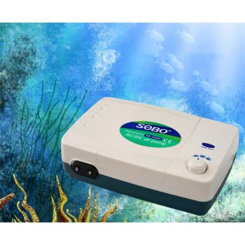 Lithium battery AC/DC air pump for aquarium ultra silent waterproof fish tank increase oxygen pump 2 outlets SOBO SB-10000