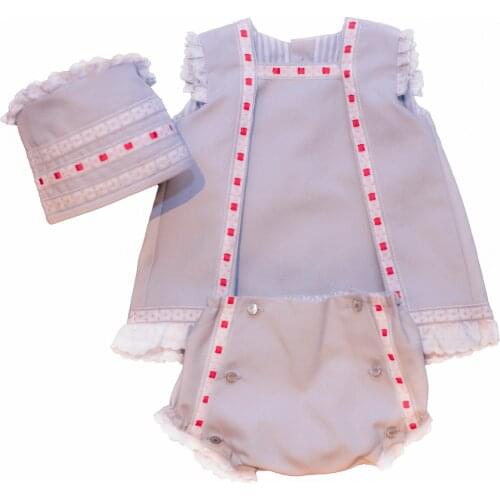 My daughter and I set Faldon dress diaper cover and Unisex Hood of 1 Mes-24 months excellent handmade collection Ambrosia