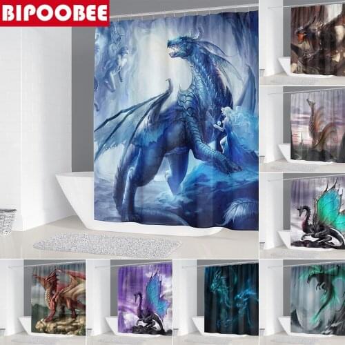 High Quality Flying Dragon Print Bath Curtains Funny Shower Curtain Waterproof Polyester Fabric Bathtub Screens Bathroom Decor