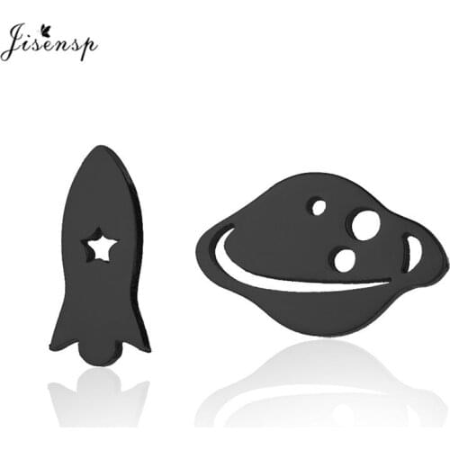 Jisensp Stainless Steel Rocket Stud Earrings for Women Punk Spaceship Shaped Earrings Geometric Planet Earings Birthday Jewelry