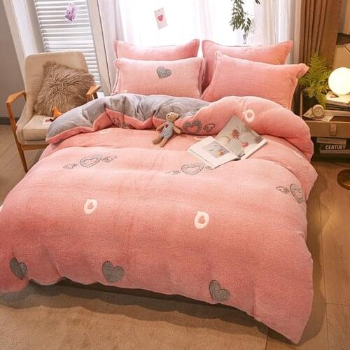 Winter Crystal Milk Velvet Winter Quilt Cover Pink Girl Warm and Soft Houseware Quilt Bed Cover Single/Double/Large/King