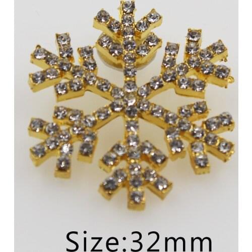 New 10PC gold buttons Snowflake rhinestones buttons for crafts clolthing Wedding ornaments DIY accessories buttons decorative