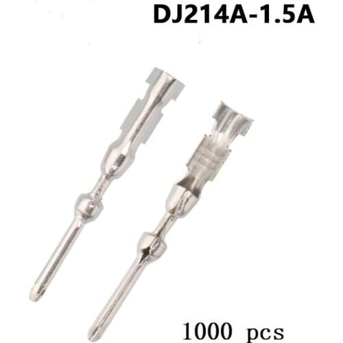 1000 pcs Copper Terminal 1.5MM Round Head Pin Car Connector Sheath Insert Spring Pincrimp Terminals Cable Terminal DJ214A-1.5A