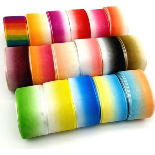 5 yards 25mm Gradient color Organza Ribbons for Wedding Home Decor DIY Gift Wrapping Handmade Accessories