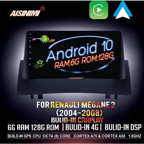AISINIMI 6G+128G Android 10 Car Dvd Player navigation For Renault Megane 2 (2004-2008) Audio Gps Multimedia Stereo Monitor