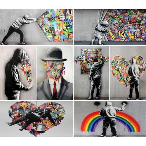 DIY 5D Diamond Painting Graffiti Street Art Rainbow Love Heart Full Square/Round Diamond Cross Stitch Mosaic room Decor