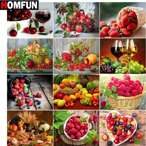 HOMFUN Full Square/Round Drill 5D DIY Diamond Painting “fruit”" Embroidery Cross Stitch 5D Home Decor Gift