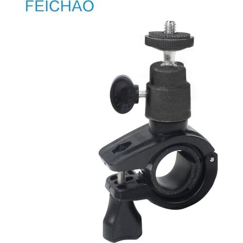 Aluminum + ABS Ballhead Tripod Mount Bike Motorcycle Front Bar Handlebar Clamp Support Rotatable Stand Holder for Gopro Xiaoyi