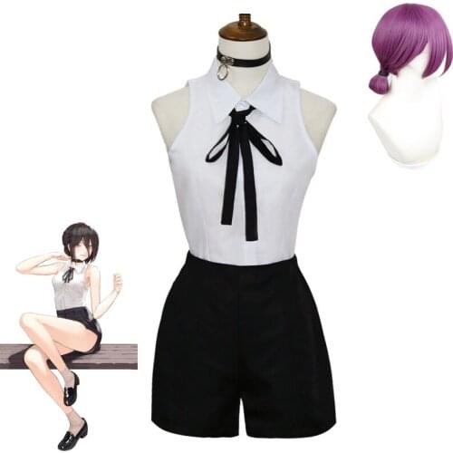 Anime Chainsaw Man Reze Cosplay Costume Bomb Role Play Uniform Top Pants Full Sets Synthetic Hair Wig Halloween Carnival Party
