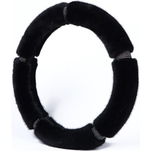 Crystal Winter Plush Auto Car Steering Wheel Covers Creative Diamond Handlebar Cover Fit for Women Ladies Girls Car Accessories