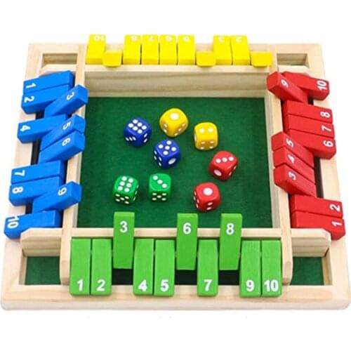 Wood Four Sided 10 Numbers Board Game Set Dice Table Entertainment Board Games Toy For Family Adults Party