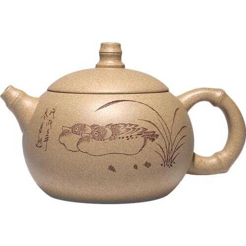 A pot of the yixing ore recommended xi shi pure hand carved painting period of mud bamboo xi shi xi shi pot the teapot