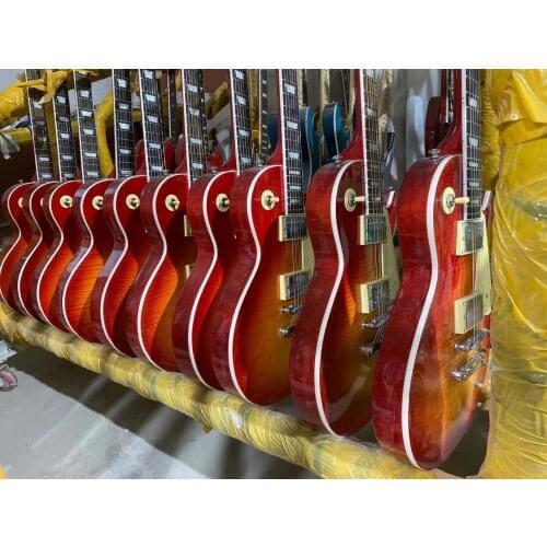 Hot Sale LP Standard Electric Guitar Tiger Striped Maple Top Mahogany Material Free Shipping Chrome Hardware
