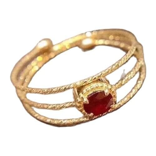 KJJEAXCMY fine jewelry 925 sterling silver inlaid natural ruby Girl fashion Chinese style simple ring support test