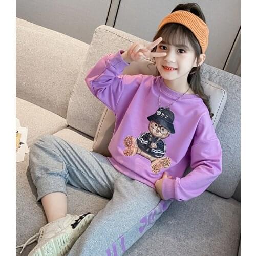 Teenage Girls Casual Clothes Set 2020 New Autumn Sports Sweatshirt and Pants Set Fashion Kids Girls Cotton Two-Piece Set