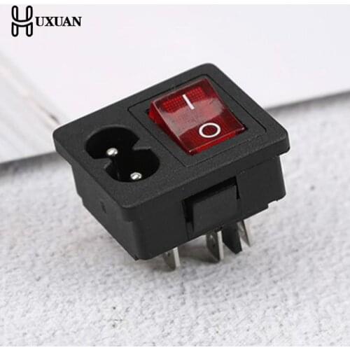 Red Rocker Switch Fused Inlet Power Socket Fuse Switch Connector Plug Connector 250V AC